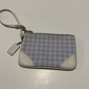 Coach light blue paid leather wristlet